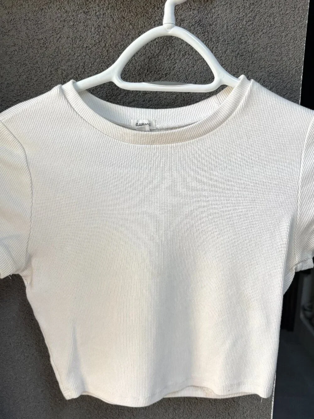 Garage White Ribbed Crop Top - Picture 1 of 1